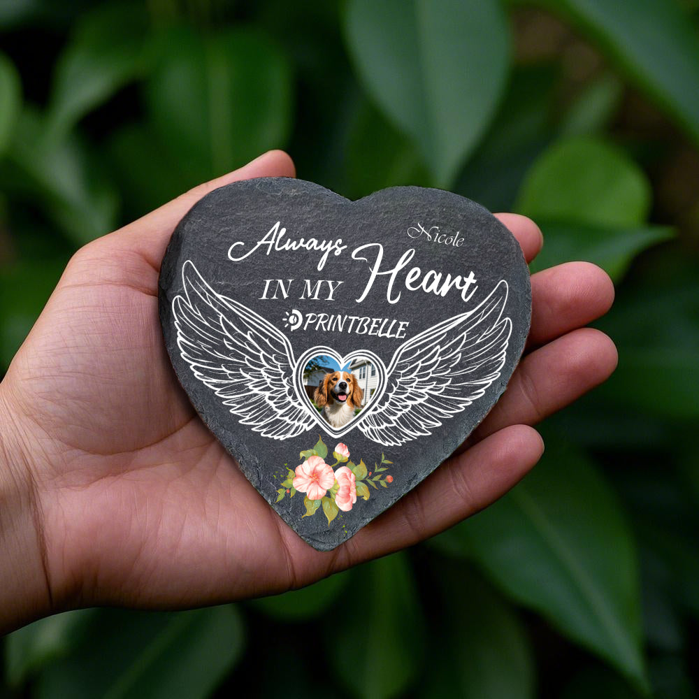 Heart Memorial Stones With Iron Stand-1 Side Print