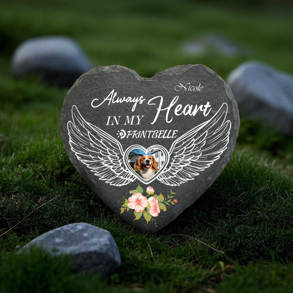 Heart Memorial Stones With Iron Stand-1 Side Print