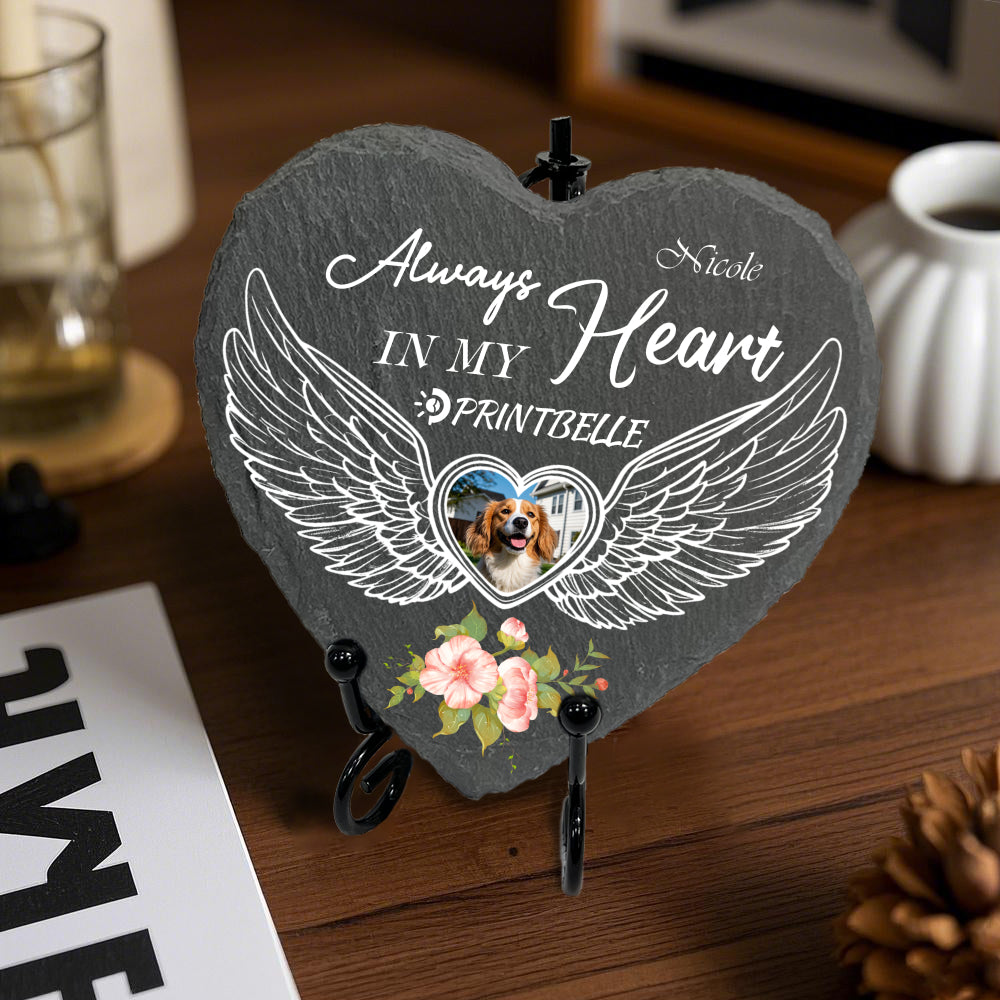 Heart Memorial Stones With Iron Stand-1 Side Print