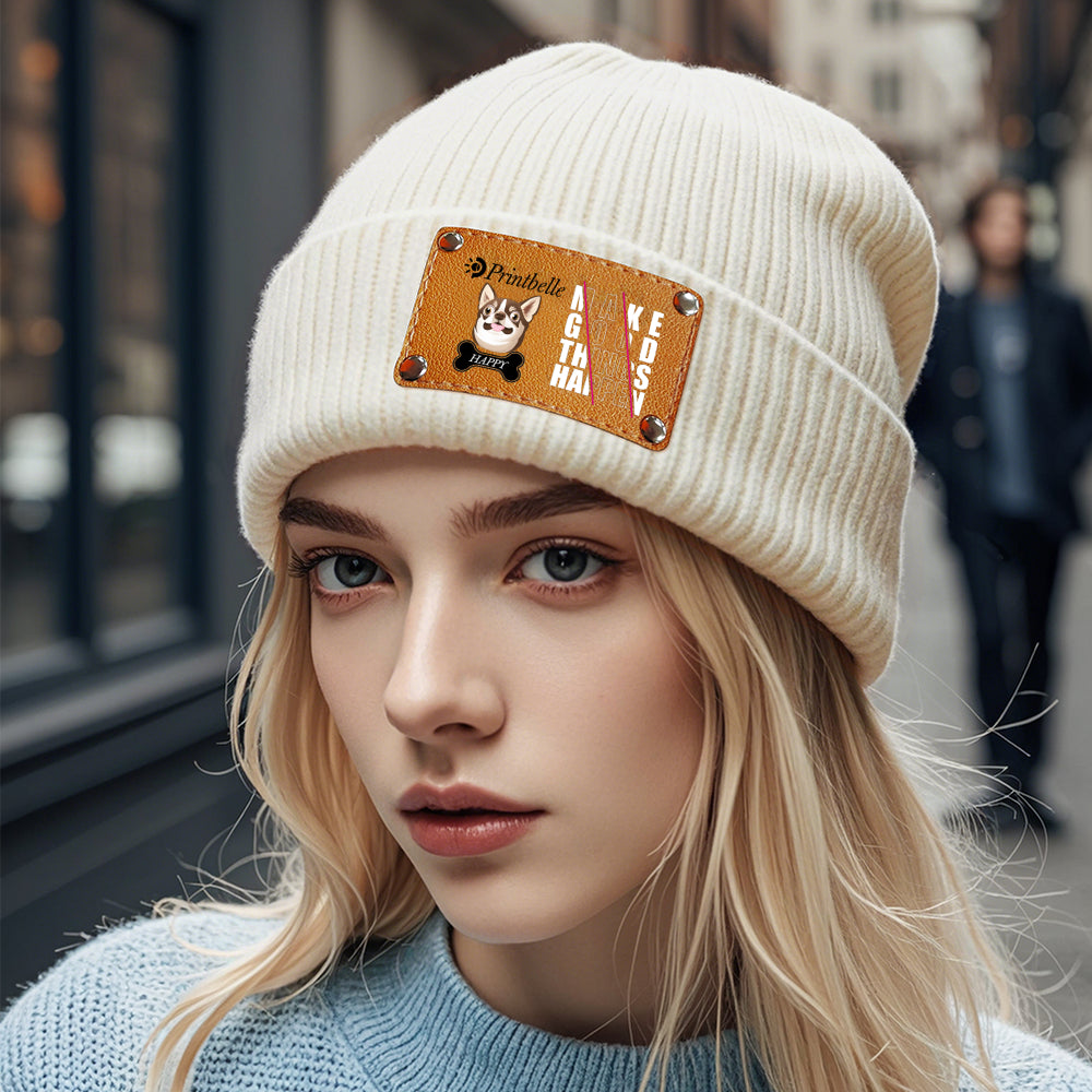 Leather Knitted Beanie