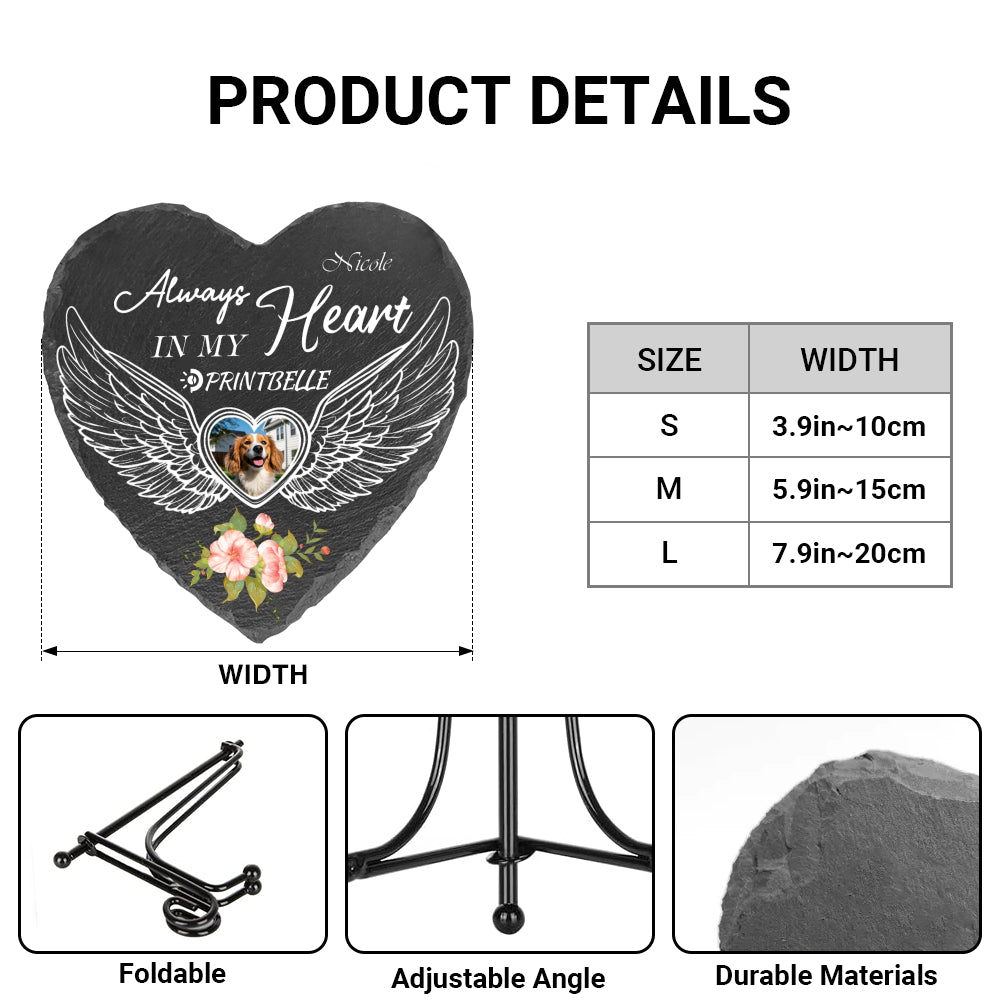 Heart Memorial Stones With Iron Stand-1 Side Print