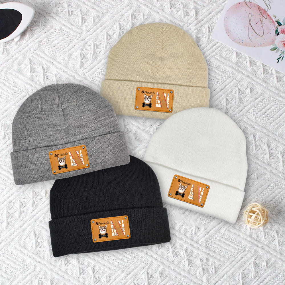 Leather Knitted Beanie