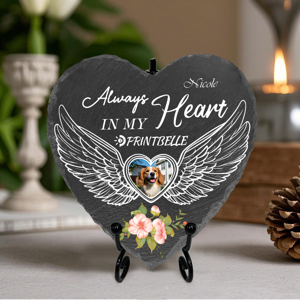 Heart Memorial Stones With Iron Stand-1 Side Print