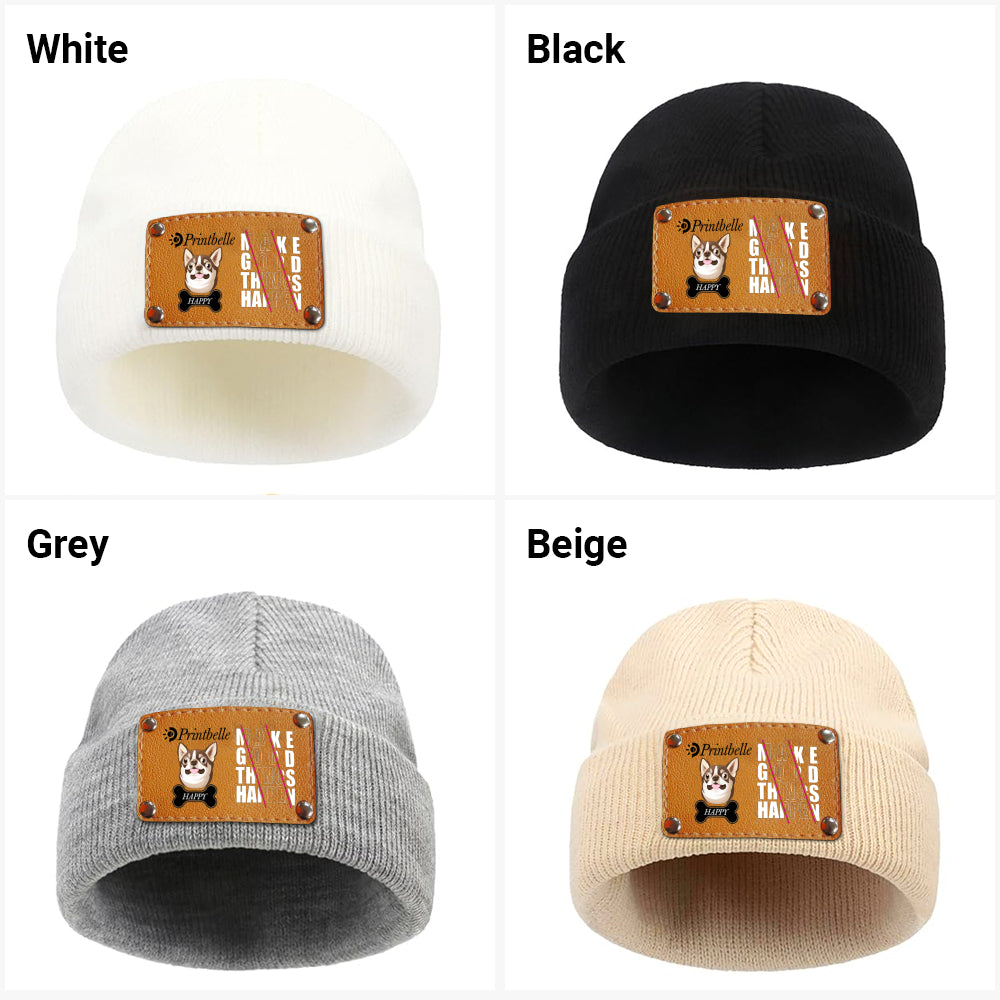 Leather Knitted Beanie