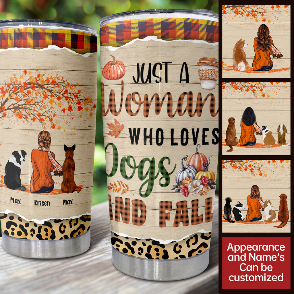 Life Is Better With A Dog In Fall,   Custom Travel Cup, 20 oz, Gift For Mom Who Loves Dogs