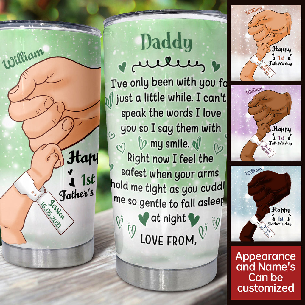 Fathers Day Gift Dad Hand, Personalized Tumbler Mug, 20 oz, Meaningful Gift For Dad