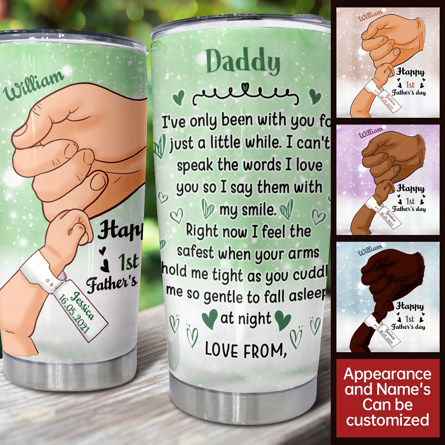 Fathers Day Gift Dad Hand, Personalized Tumbler Mug, 20 oz, Meaningful Gift For Dad