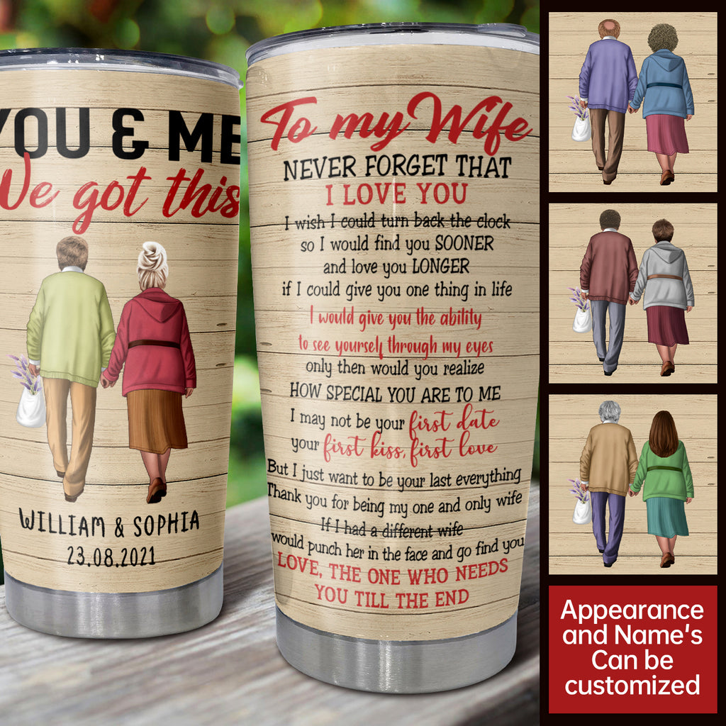 Never Forget That I Love You, Personalized Travel Mug, 20 oz, Valentine's Day Gift for Husband From Wife