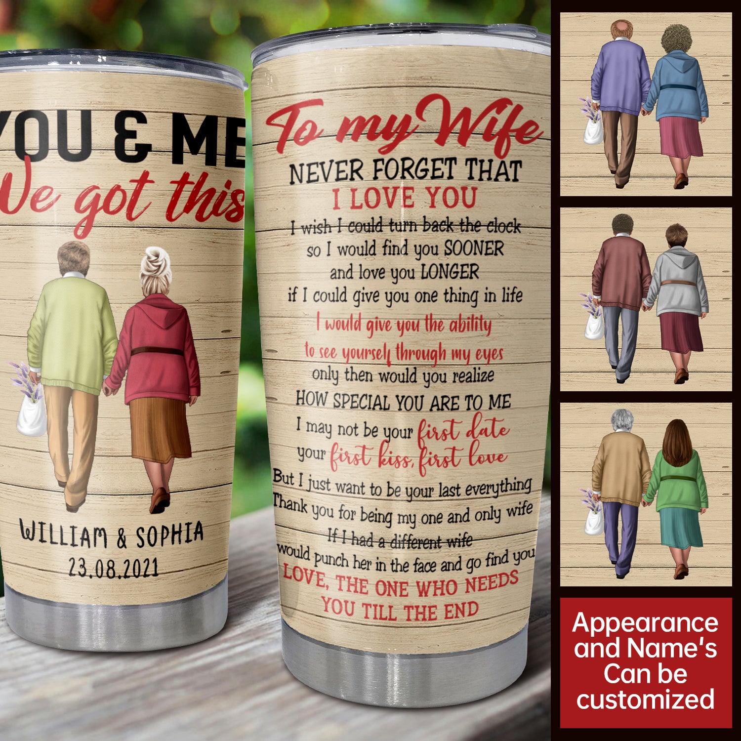 Never Forget That I Love You, Personalized Travel Mug, 20 oz, Valentine's Day Gift for Husband From Wife