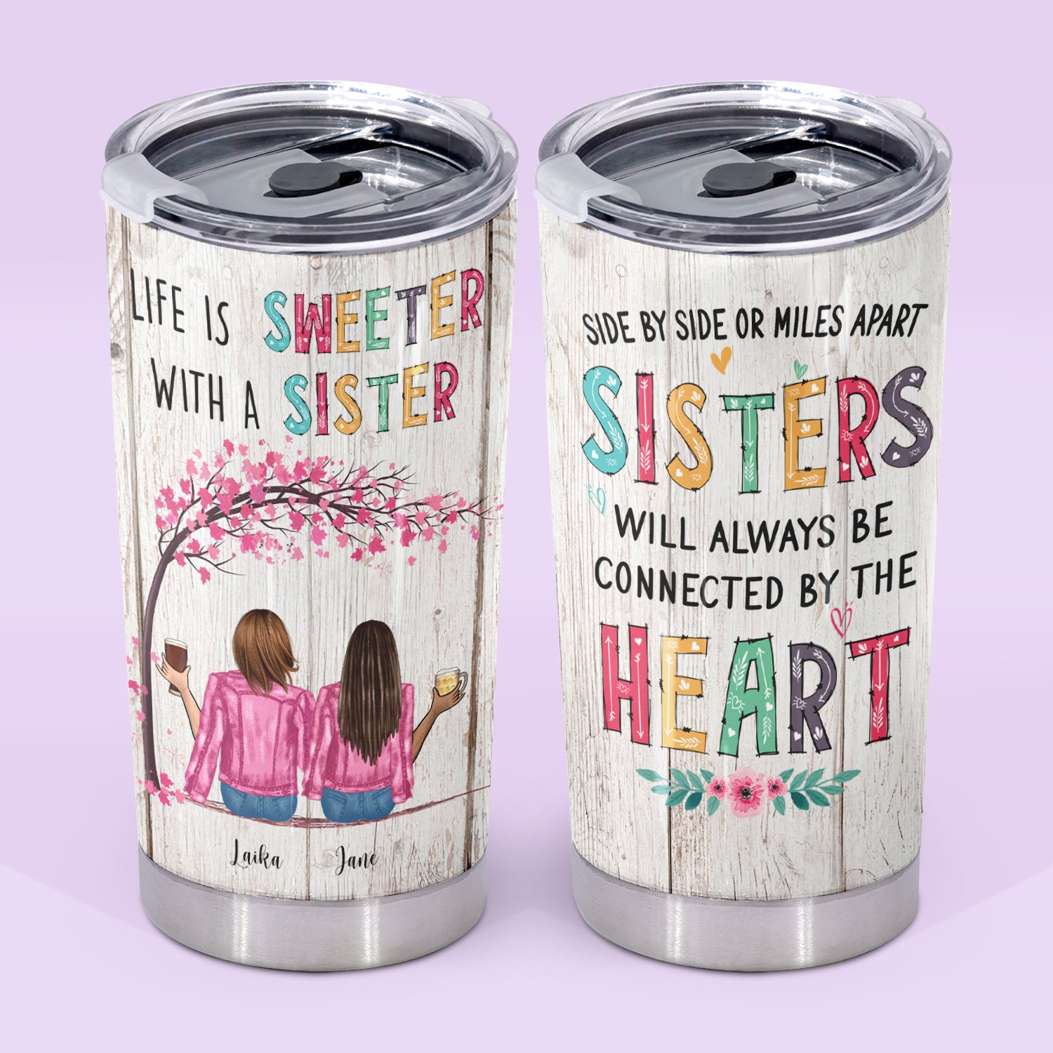 There Is No Greater Gift Than Sisters, Vacuum Insulated with Lid Tumbler, 20 oz, Unique Gift For Besties