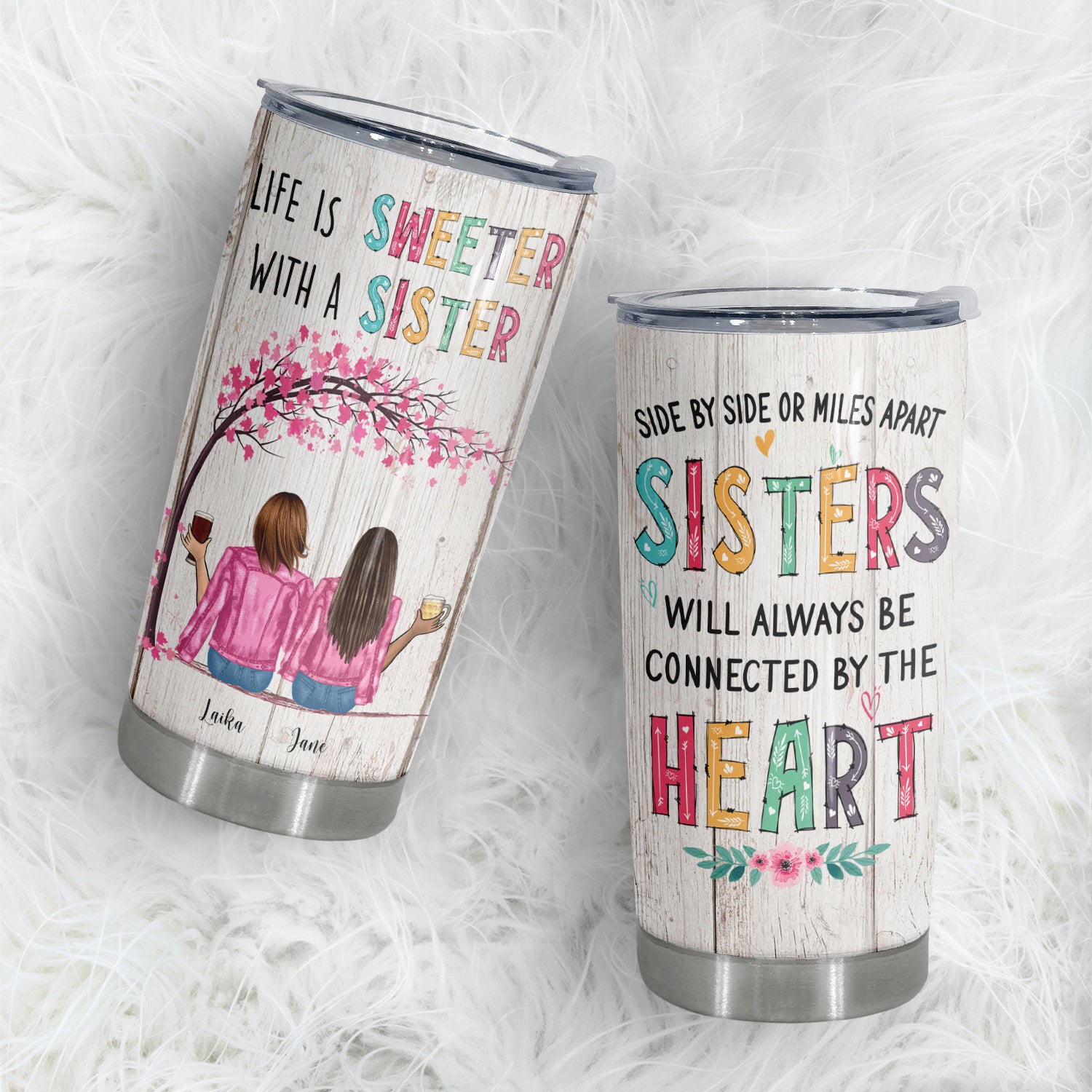 There Is No Greater Gift Than Sisters, Vacuum Insulated with Lid Tumbler, 20 oz, Unique Gift For Besties