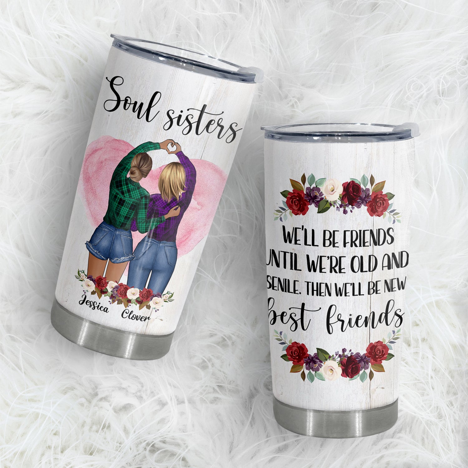We'll Be Friends Until We're Old And Senile,  Custom Trip Tumbler, 20 oz,  Unique Gift For Sisters And Best Friends