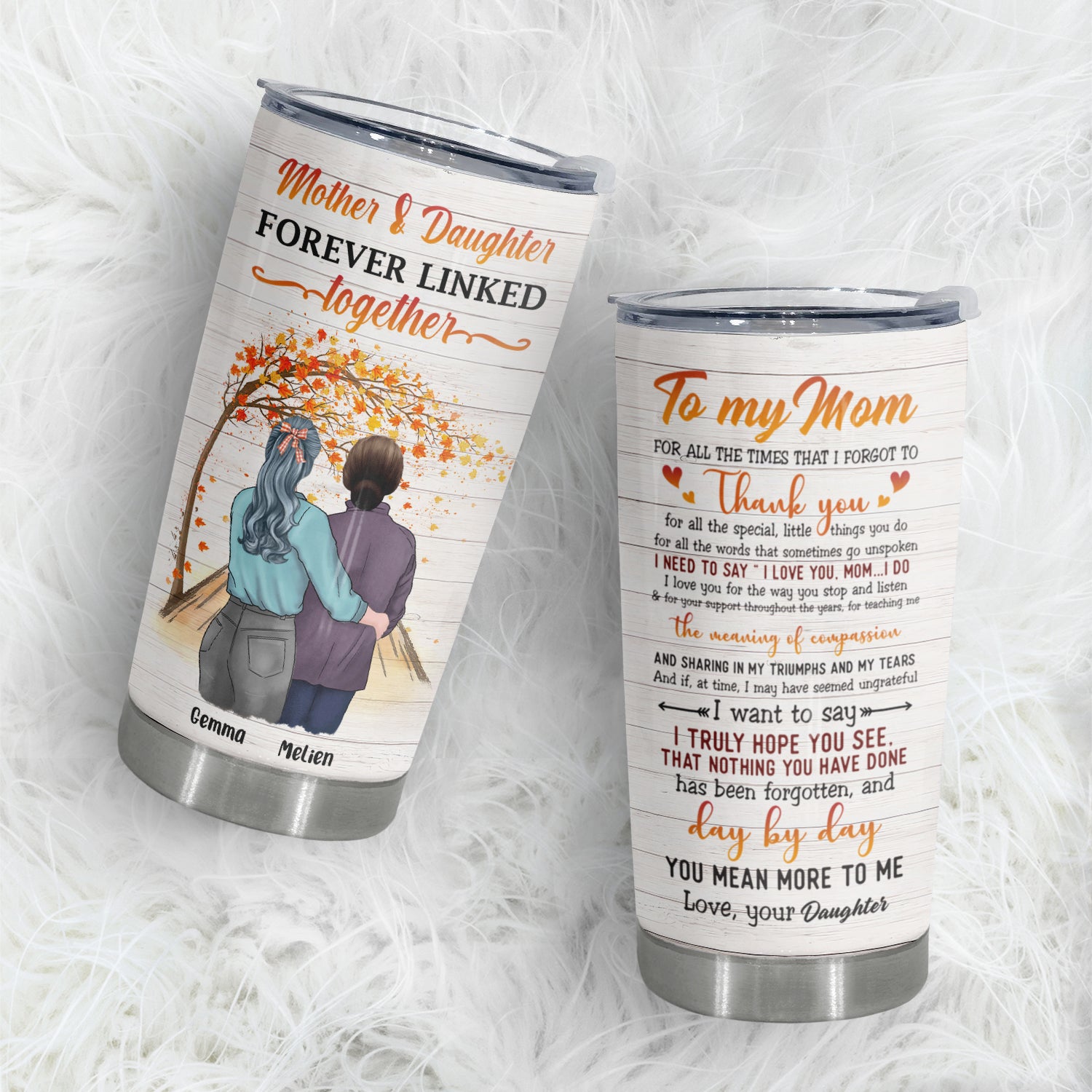 The Love Between A Mother & Daughter Is Forever, Personalized Tumbler Mug, 20 oz, Gift For Mom From Daughter
