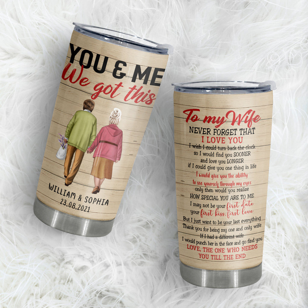 Never Forget That I Love You, Personalized Travel Mug, 20 oz, Valentine's Day Gift for Husband From Wife