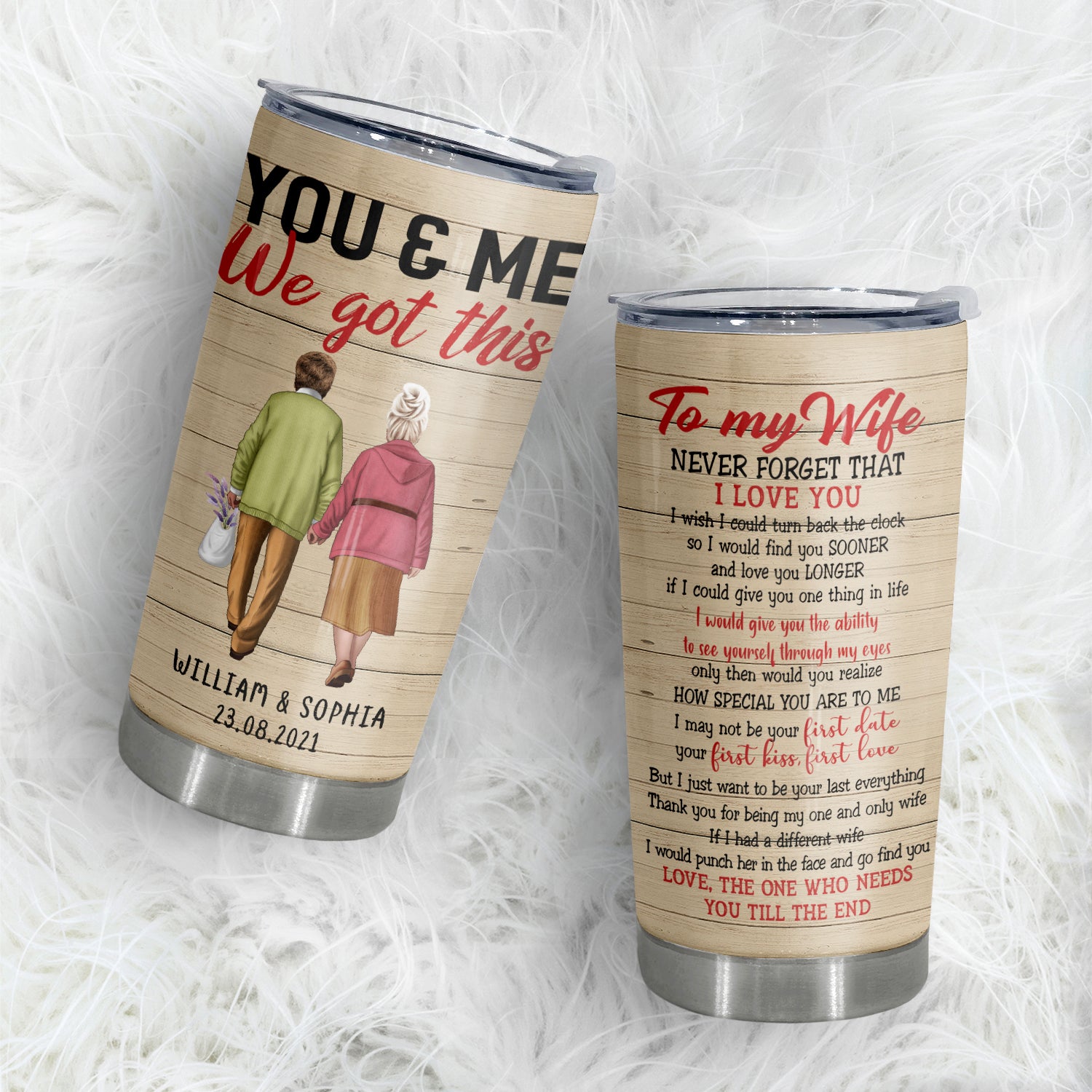 Never Forget That I Love You, Personalized Travel Mug, 20 oz, Valentine's Day Gift for Husband From Wife
