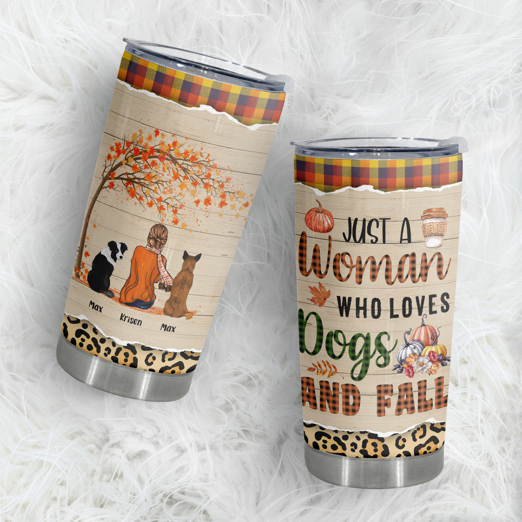 Life Is Better With A Dog In Fall,   Custom Travel Cup, 20 oz, Gift For Mom Who Loves Dogs