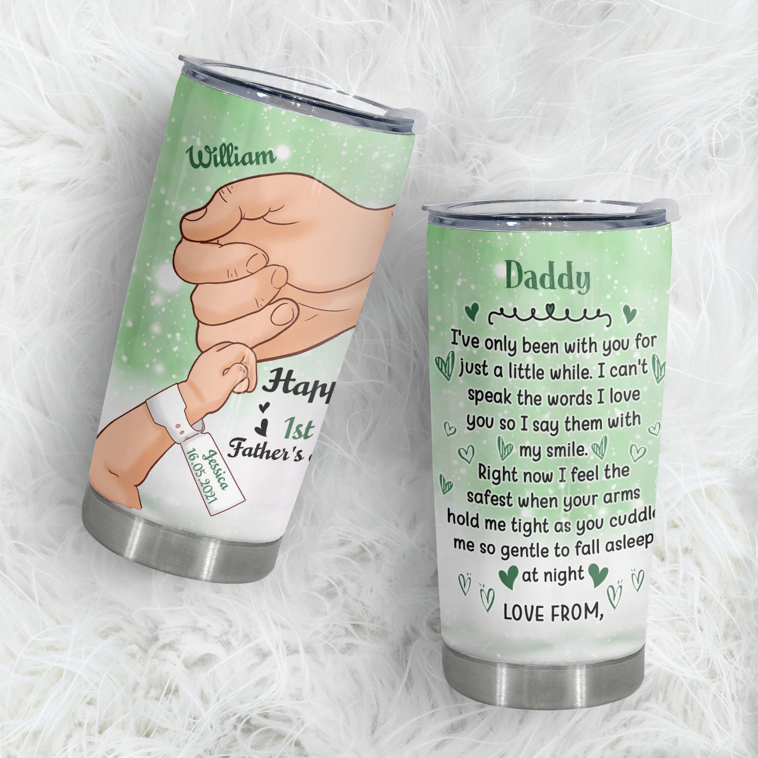 Fathers Day Gift Dad Hand, Personalized Tumbler Mug, 20 oz, Meaningful Gift For Dad