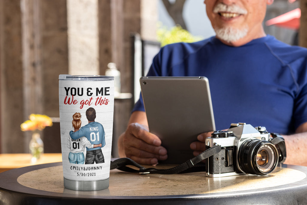 DYKHMILY Personalized mugs tumbler, 20oz, Gift For Couple, Couple Shoulder To Shoulder, To Be Your Last Everything