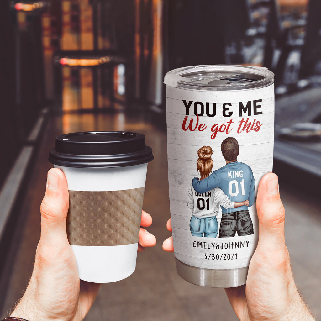 DYKHMILY Personalized mugs tumbler, 20oz, Gift For Couple, Couple Shoulder To Shoulder, To Be Your Last Everything