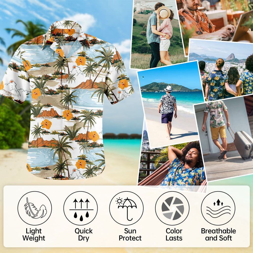 Wholesale 2022 Multiple Pattern Summer Beach Hawaiian Shirts Short Sleeve Polyester Quick Drying Aloha Standing Collar Shirt