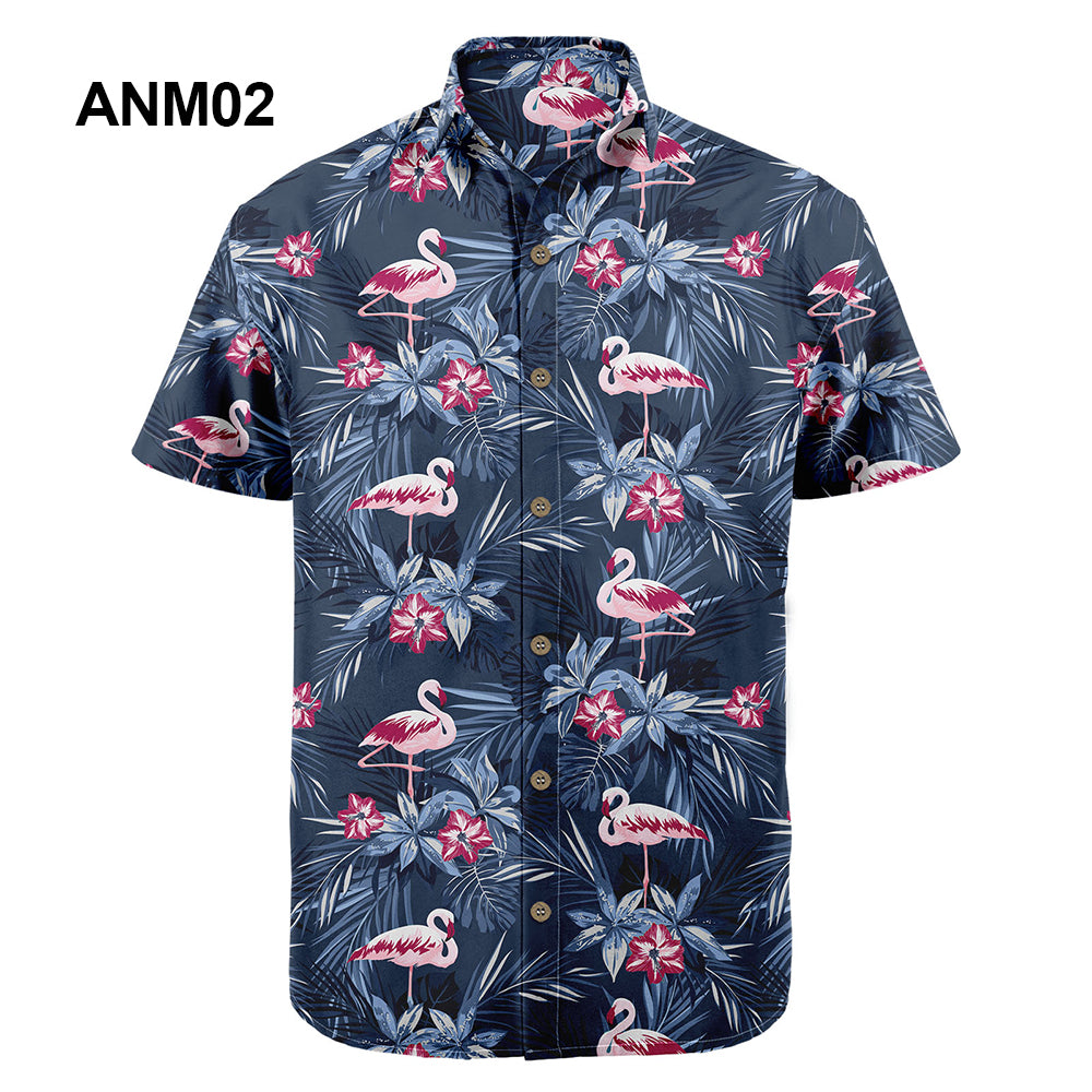 Wholesale 2022 Multiple Pattern Summer Beach Hawaiian Shirts Short Sleeve Polyester Quick Drying Aloha Standing Collar Shirt