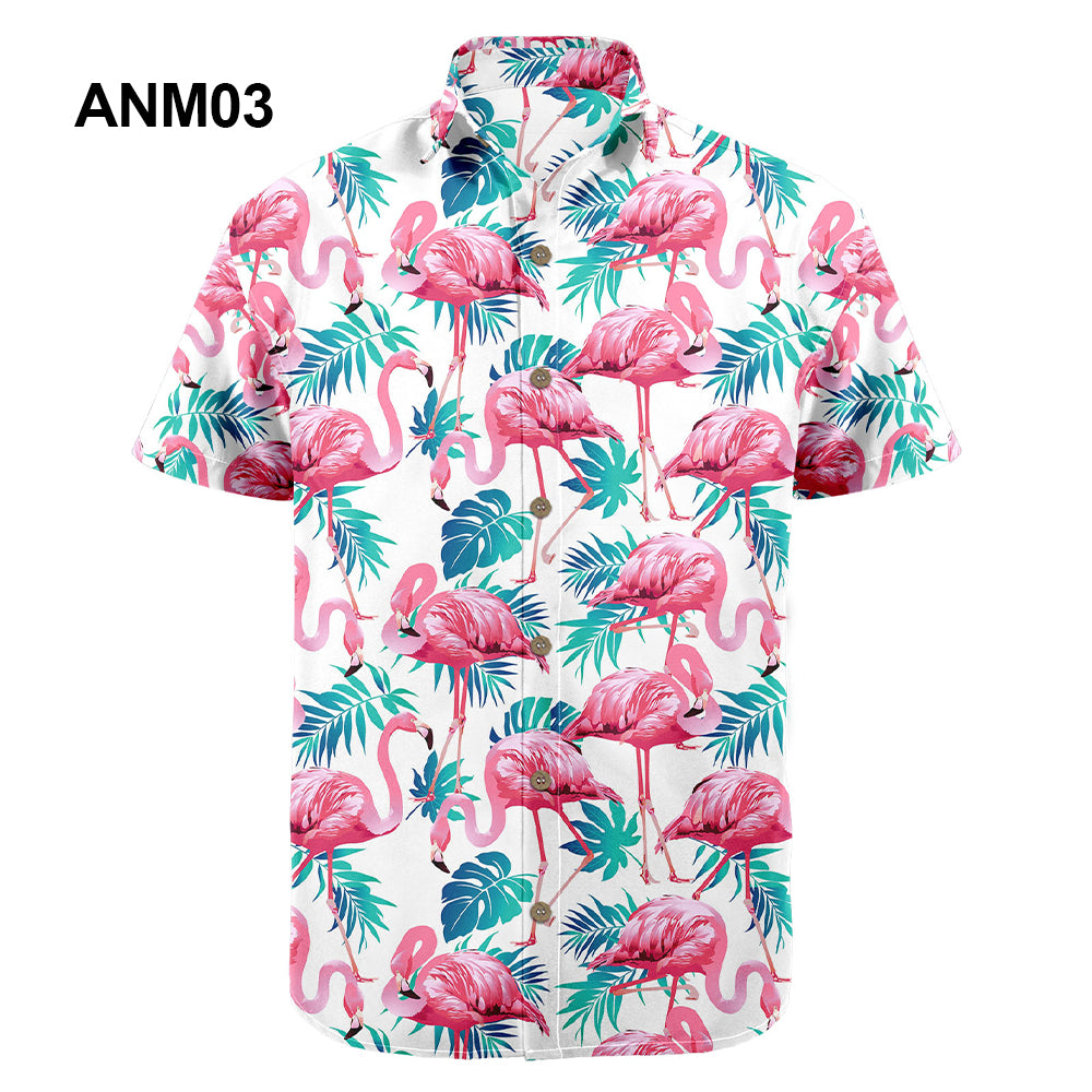 Wholesale 2022 Multiple Pattern Summer Beach Hawaiian Shirts Short Sleeve Polyester Quick Drying Aloha Standing Collar Shirt