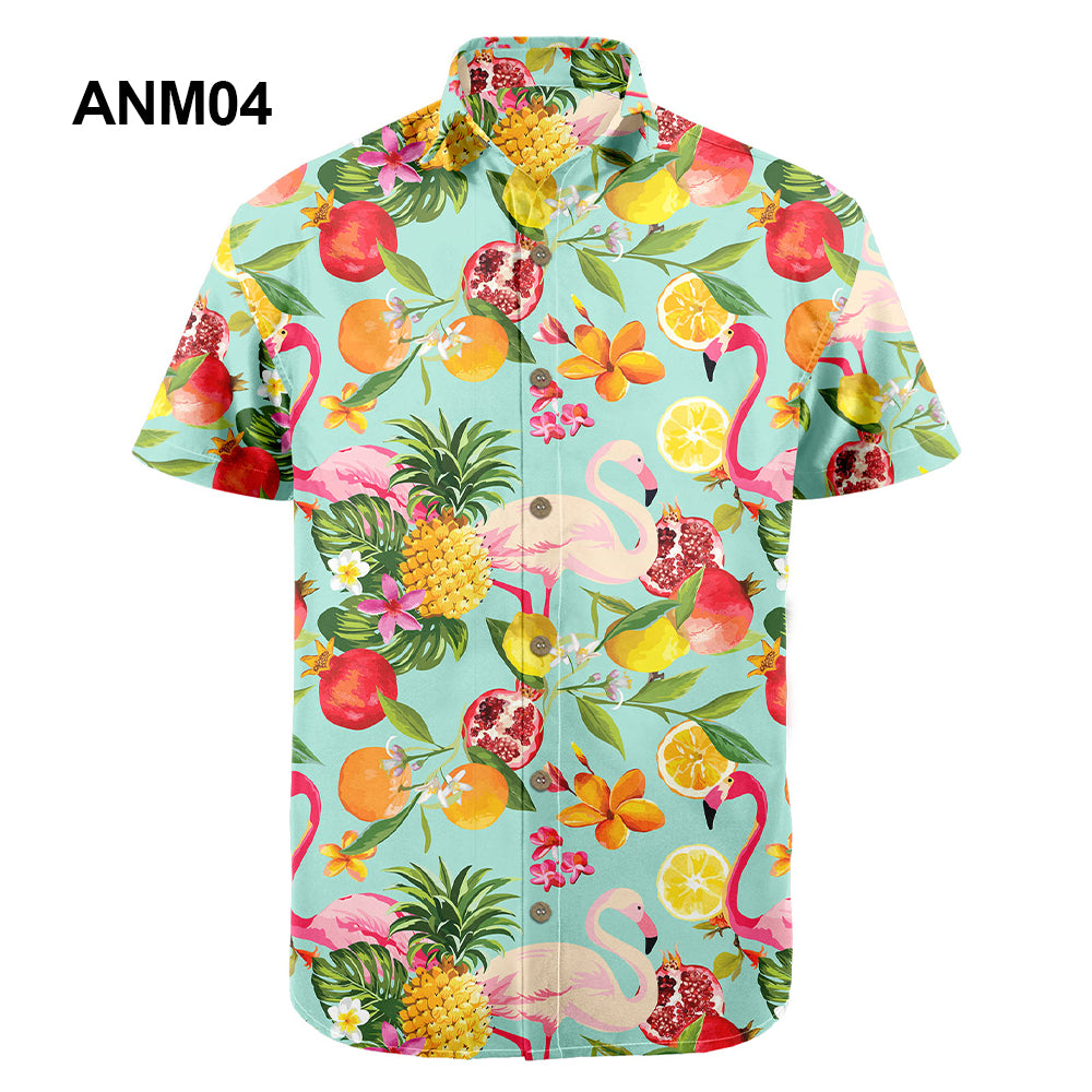 Wholesale 2022 Multiple Pattern Summer Beach Hawaiian Shirts Short Sleeve Polyester Quick Drying Aloha Standing Collar Shirt