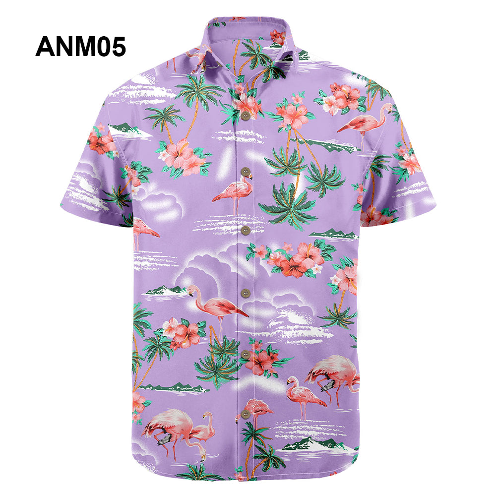 Wholesale 2022 Multiple Pattern Summer Beach Hawaiian Shirts Short Sleeve Polyester Quick Drying Aloha Standing Collar Shirt