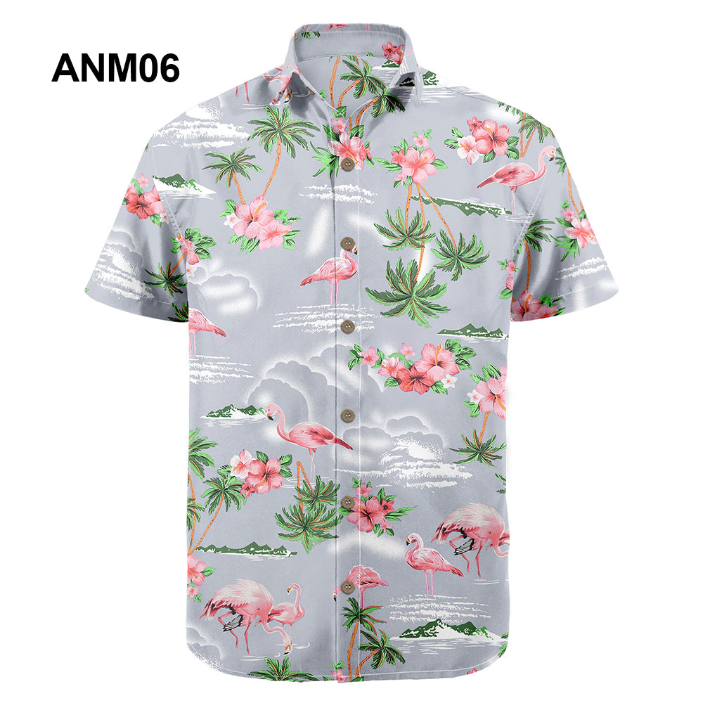 Wholesale 2022 Multiple Pattern Summer Beach Hawaiian Shirts Short Sleeve Polyester Quick Drying Aloha Standing Collar Shirt