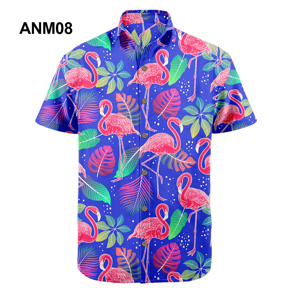 Wholesale 2022 Multiple Pattern Summer Beach Hawaiian Shirts Short Sleeve Polyester Quick Drying Aloha Standing Collar Shirt