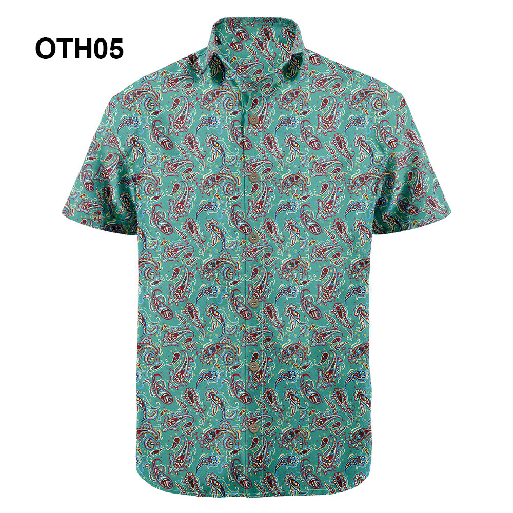 Wholesale 2022 Multiple Pattern Summer Beach Hawaiian Shirts Short Sleeve Polyester Quick Drying Aloha Standing Collar Shirt