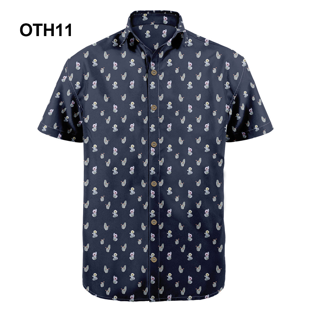 Wholesale 2022 Multiple Pattern Summer Beach Hawaiian Shirts Short Sleeve Polyester Quick Drying Aloha Standing Collar Shirt